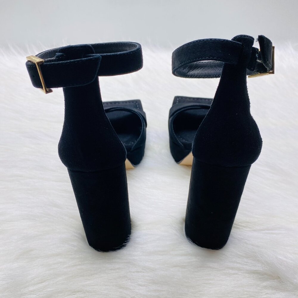 GOOD AMERICAN Suede Square Toe Platform Chunky Heels GA159K-E Black Sz 6  NEW - Picture 4 of 5